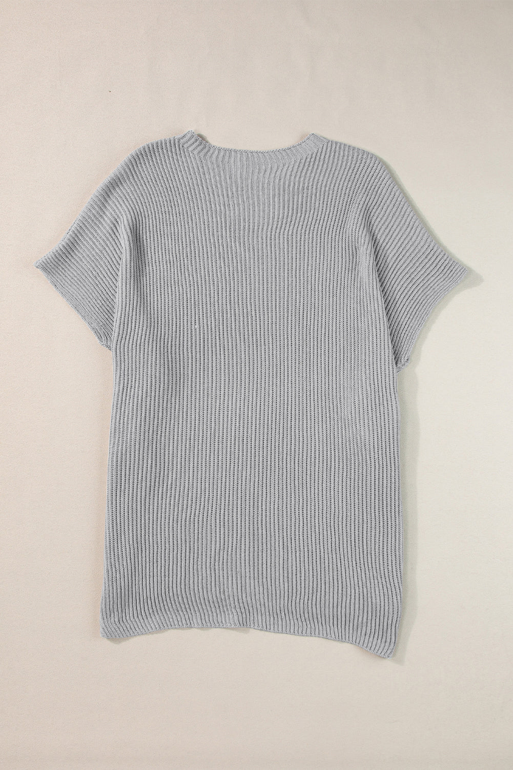 Top de punto de gran tamaño con mangas cortas estilo dolman y abertura lateral en color gris | S - XL | 3 COLORES