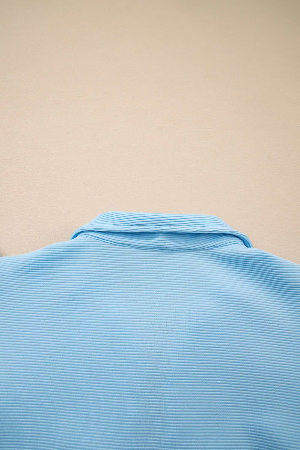 Beau Blue Flutter Sleeve Pop of Color Neckline Top and Shorts Set