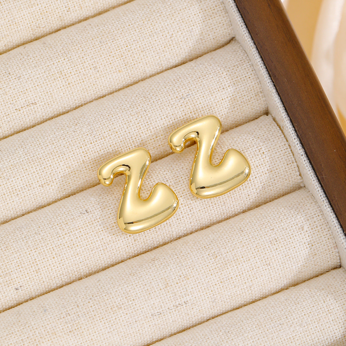 18K Gold-Plated Bubble Letter Stud Earrings | N - Z