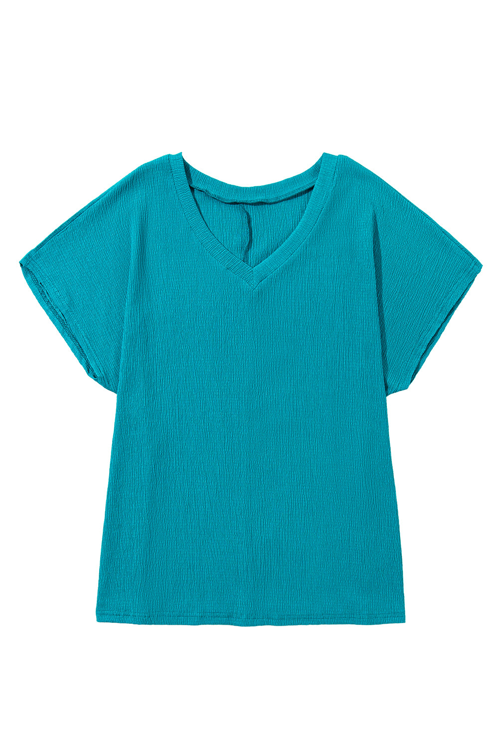 Blusa con escote en V y textura en color azul zafiro de talla grande