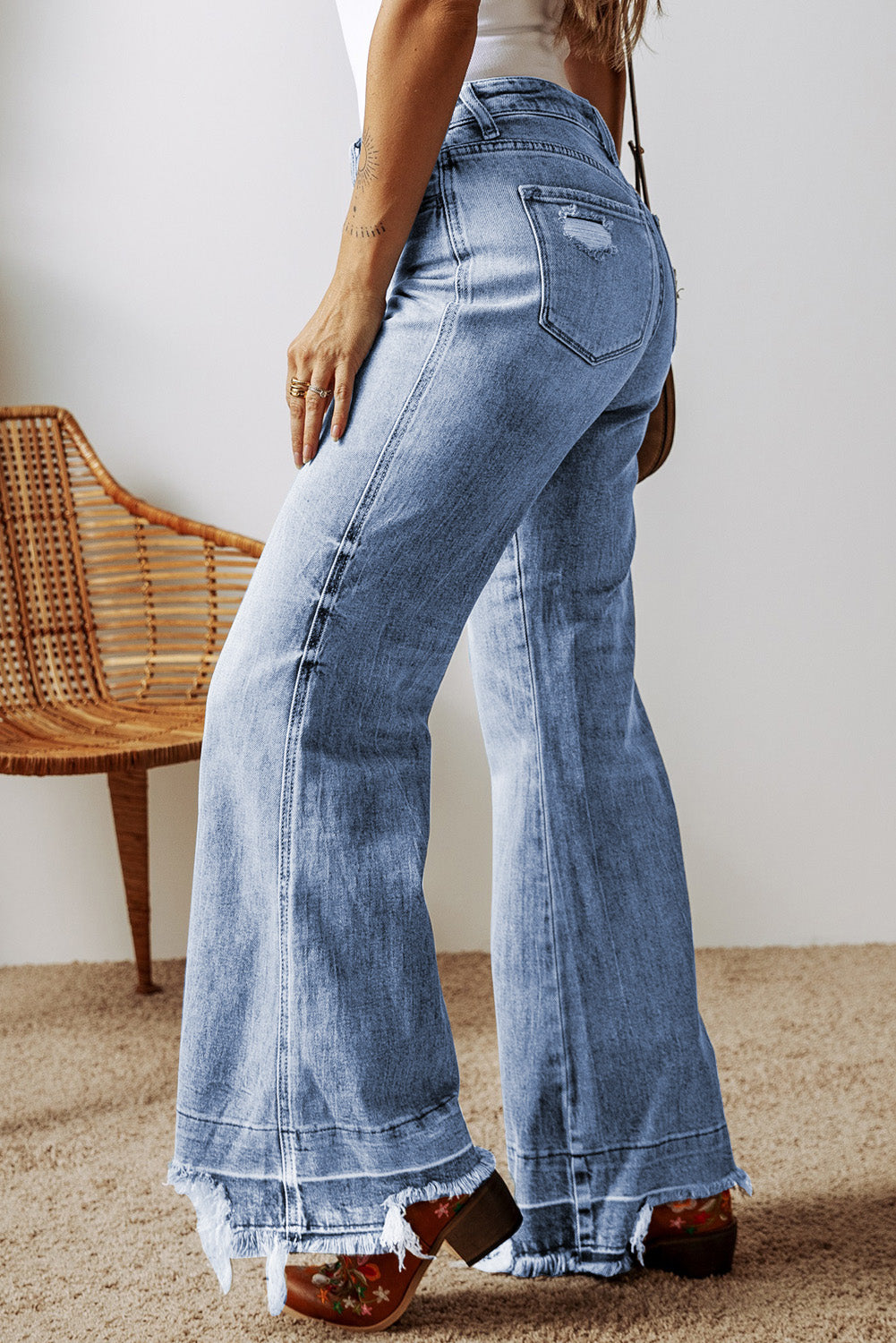 Raw Hem Bootcut Jeans with Pockets | REG - PLUS
