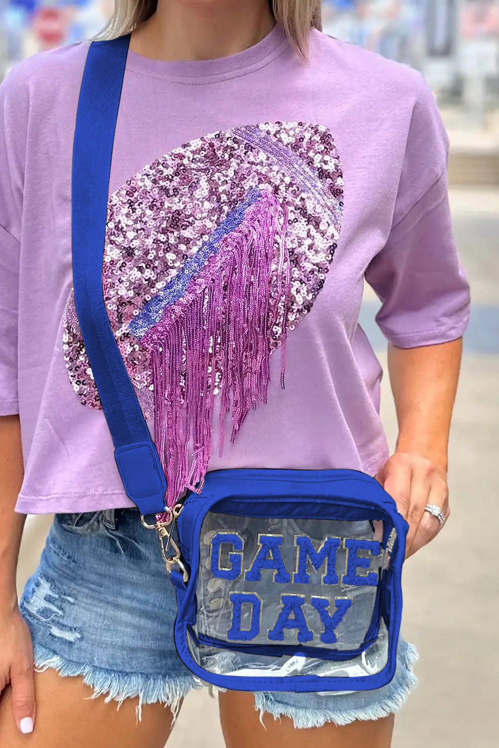 Chenille GAME DAY Pattern Clear Stadium Bag