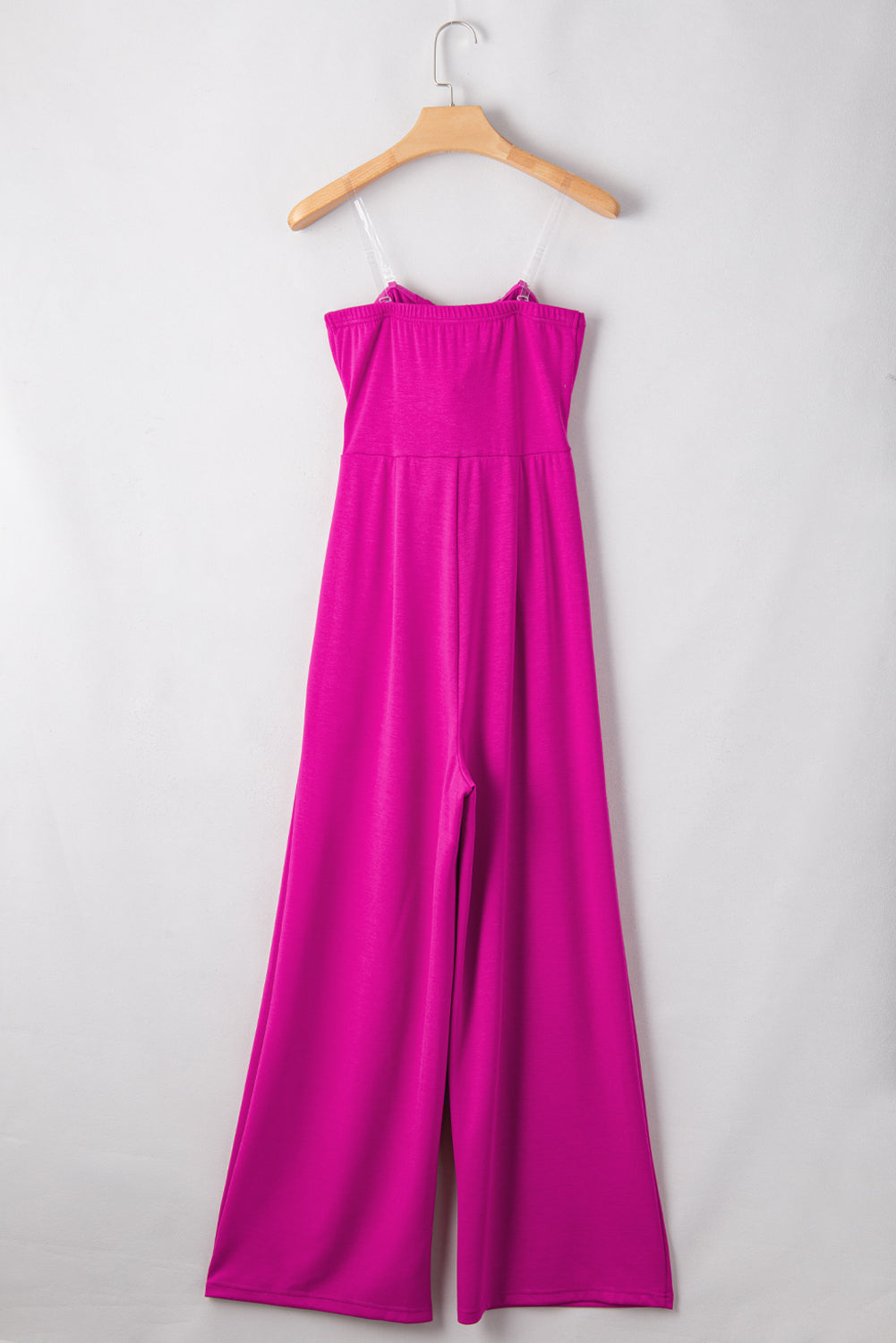 Bright Pink Bowknot Strapless Wide Leg Jumpsuit