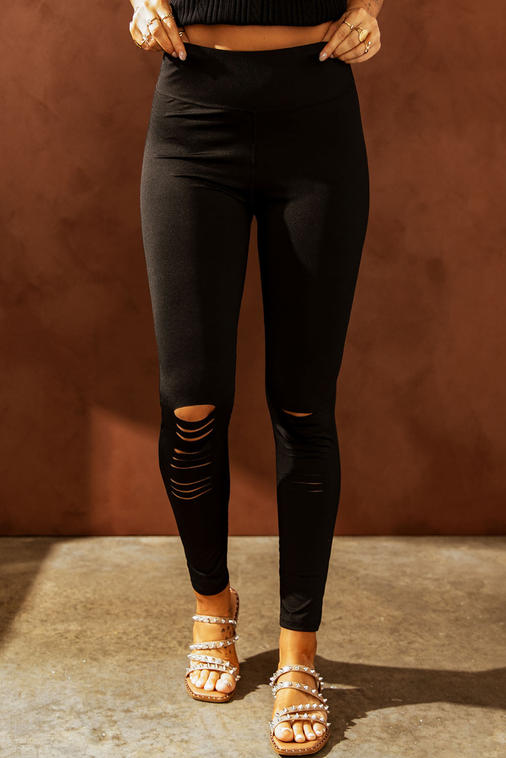 Black Cut-out Skinny High Waist Leggings | XS - 2XL | 2 COLORS