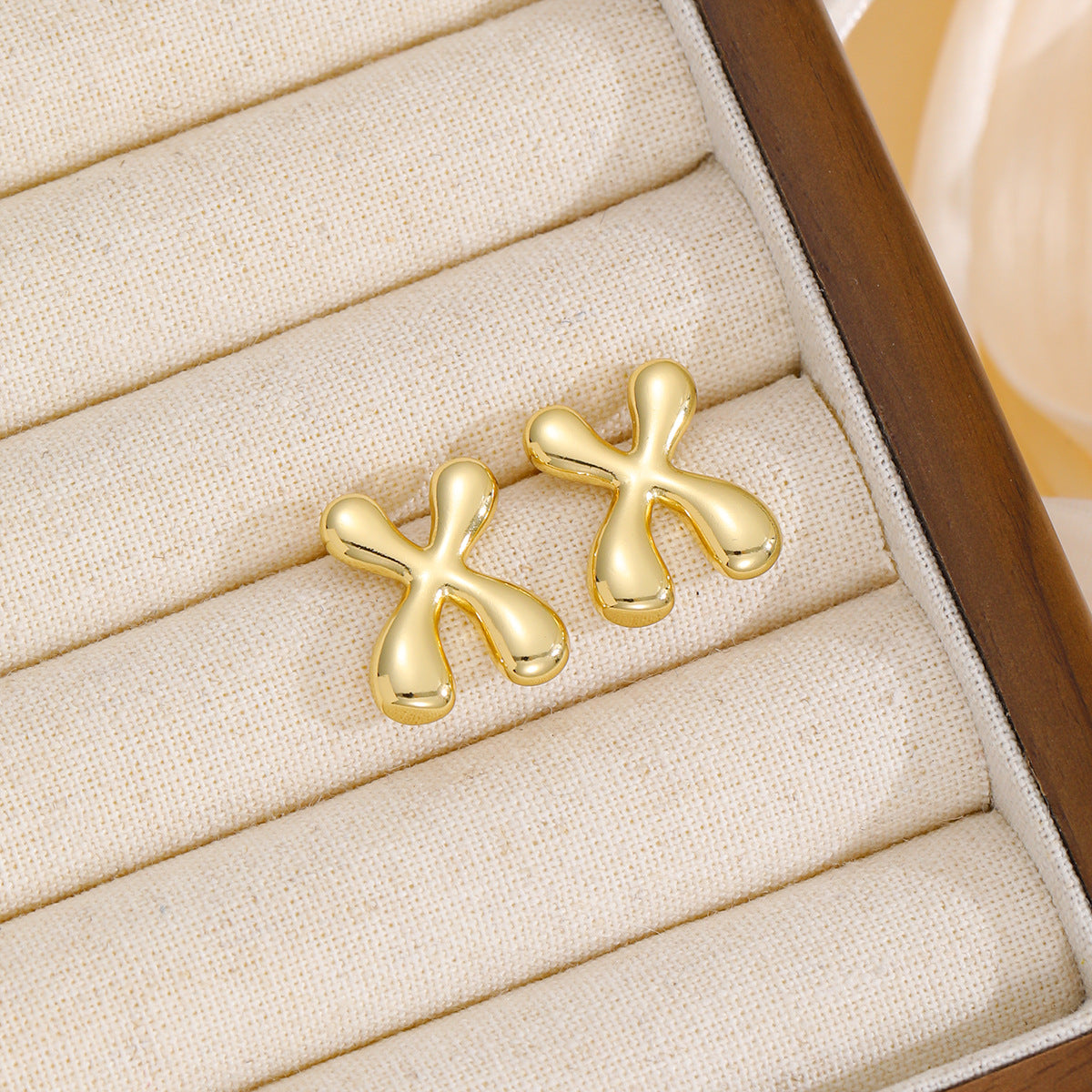 18K Gold-Plated Bubble Letter Stud Earrings | N - Z