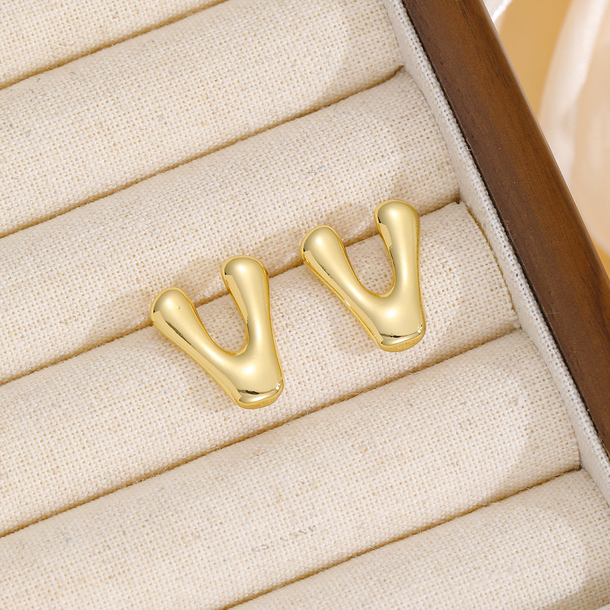 18K Gold-Plated Bubble Letter Stud Earrings | N - Z