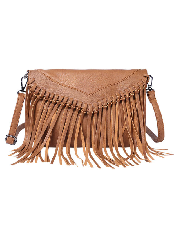 Nuevo bolso tipo sobre con borlas para mujer, bolso tipo mensajero para el hombro 