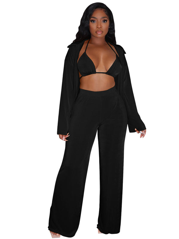 Traje cálido de terciopelo casual de moda para mujer. 