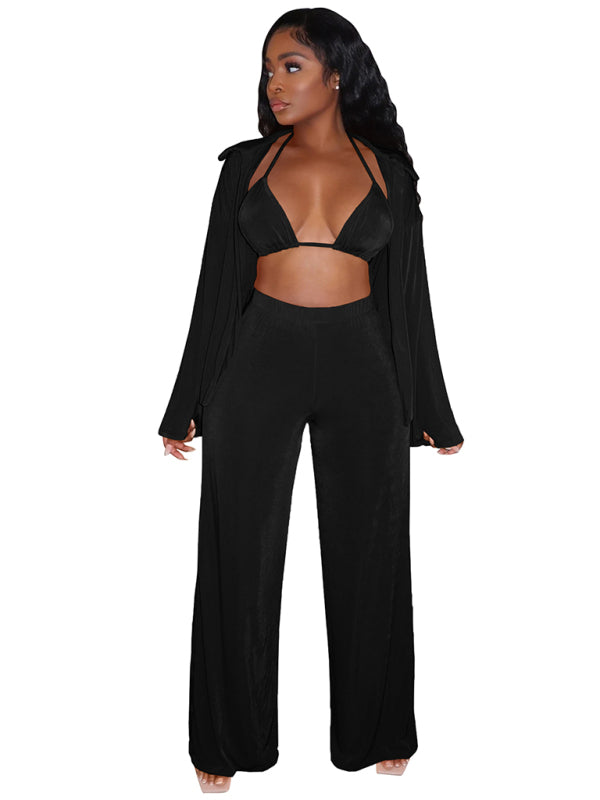 Traje cálido de terciopelo casual de moda para mujer. 