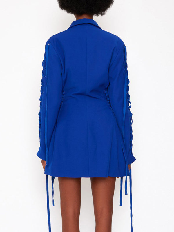 Vestido tipo blazer informal con mangas tipo corsé para mujer 