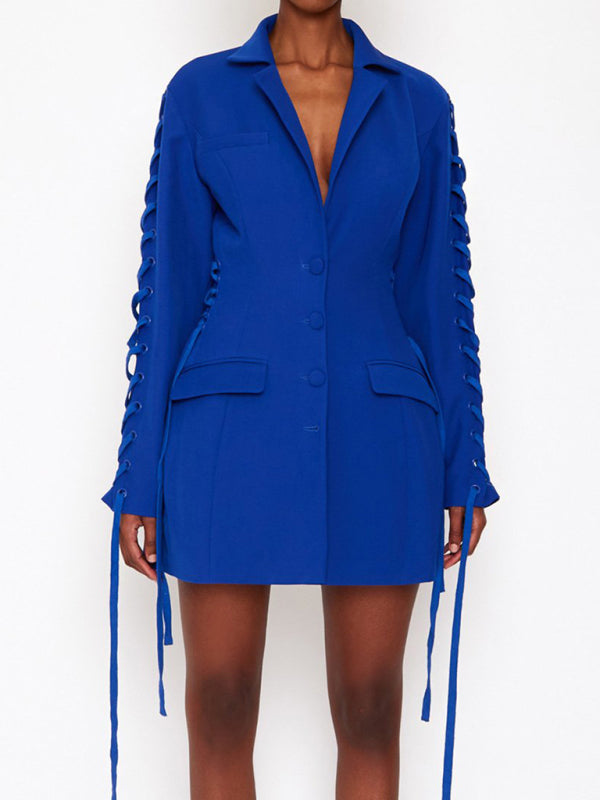 Vestido tipo blazer informal con mangas tipo corsé para mujer 