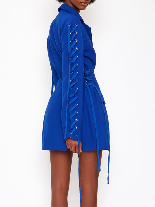 Vestido tipo blazer informal con mangas tipo corsé para mujer 