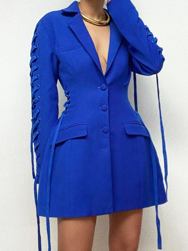 Vestido tipo blazer informal con mangas tipo corsé para mujer 