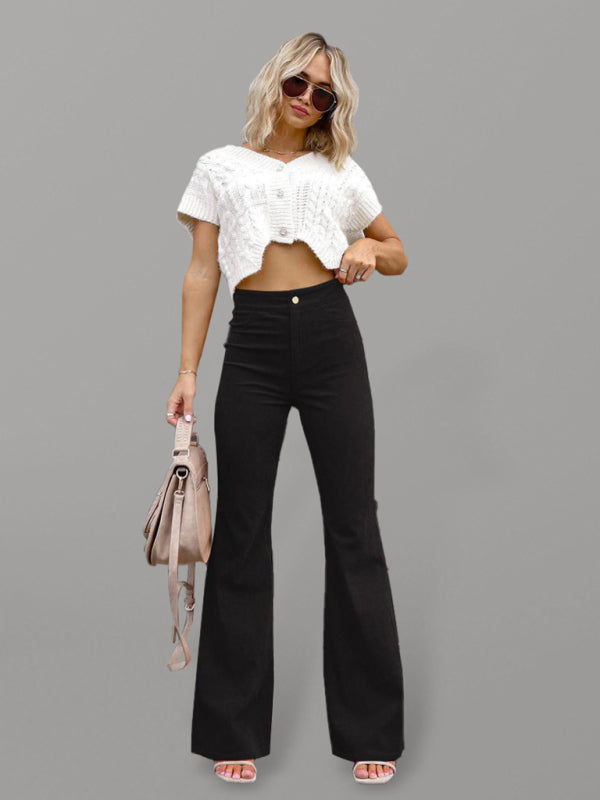 Solid Color High Waist Corduroy Flares | S - 2XL | 6 COLORS