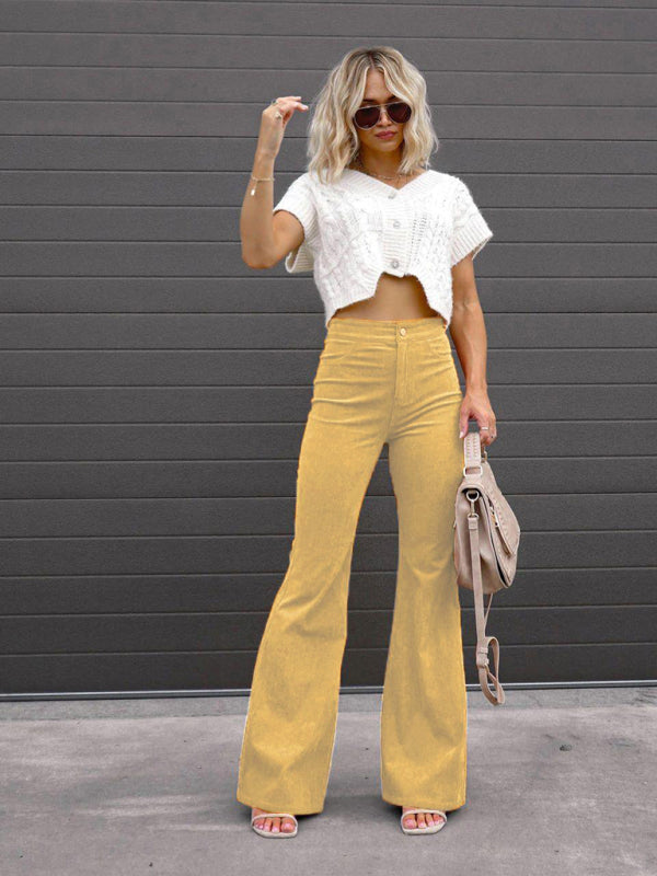 Solid Color High Waist Corduroy Flares | S - 2XL | 6 COLORS