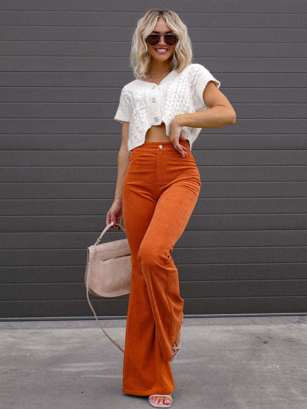 Solid Color High Waist Corduroy Flares | S - 2XL | 6 COLORS