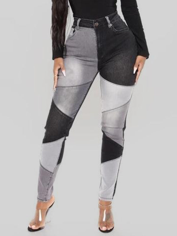 Women's Two-color Stitching High Waist Skinny Jeans | S - XL | 2XL - 3XL