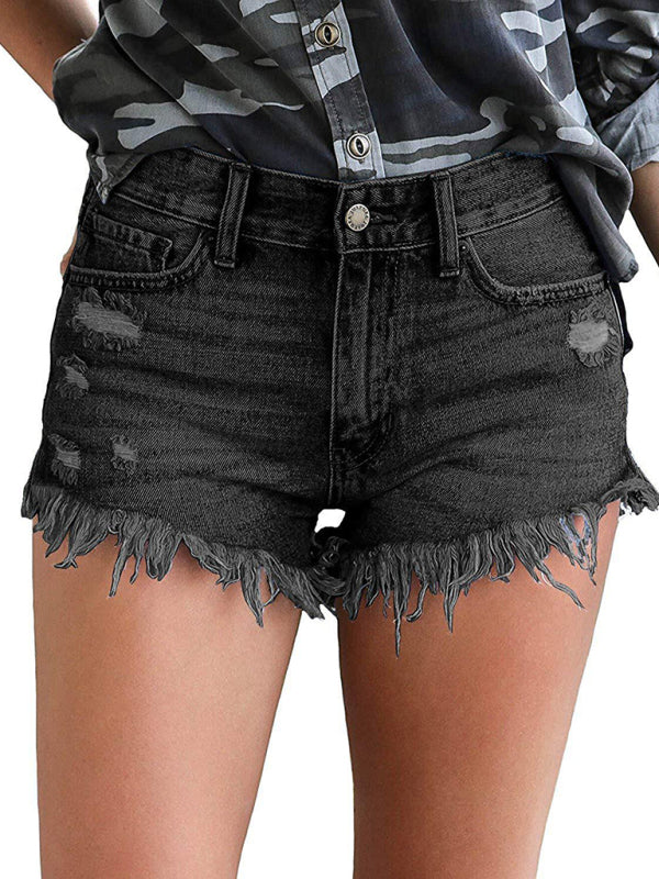 Women's Casual Frayed High Waist Denim Shorts | S - 2XL | 4 COLORS