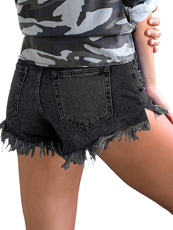 Women's Casual Frayed High Waist Denim Shorts | S - 2XL | 4 COLORS