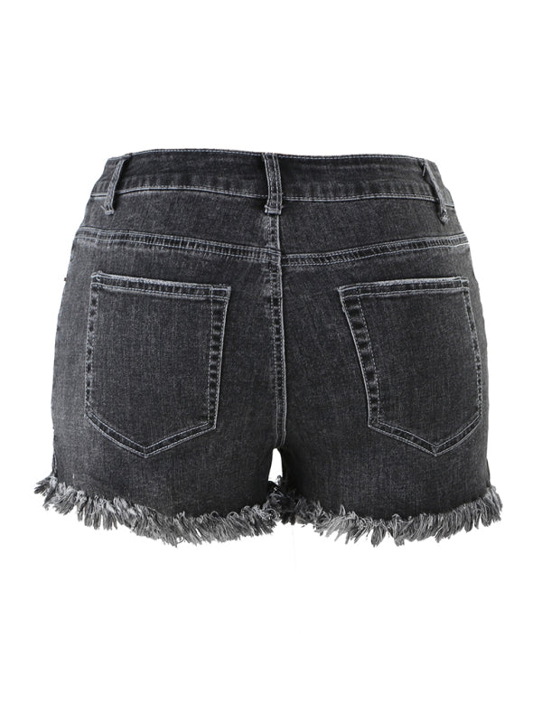 Women's Casual Frayed High Waist Denim Shorts | S - 2XL | 4 COLORS
