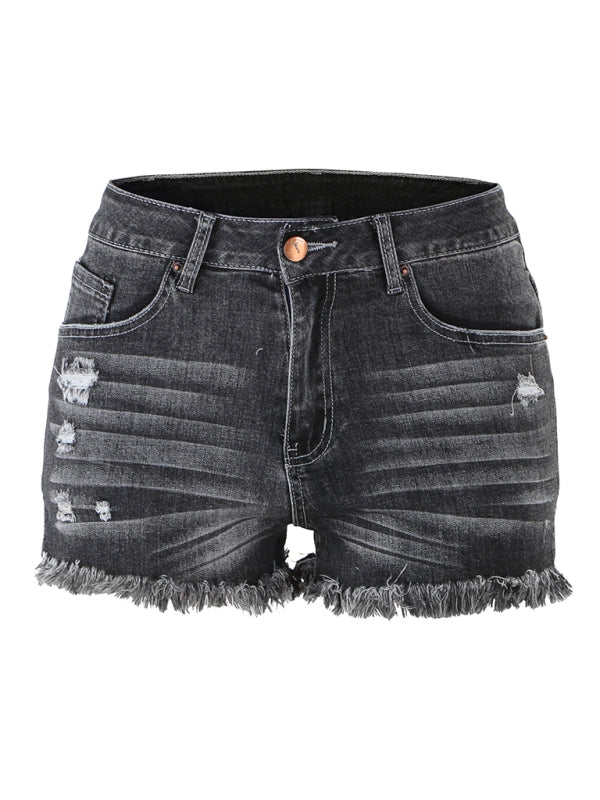 Women's Casual Frayed High Waist Denim Shorts | S - 2XL | 4 COLORS