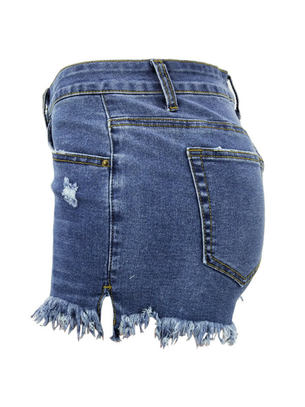 Women's Casual Frayed High Waist Denim Shorts | S - 2XL | 4 COLORS