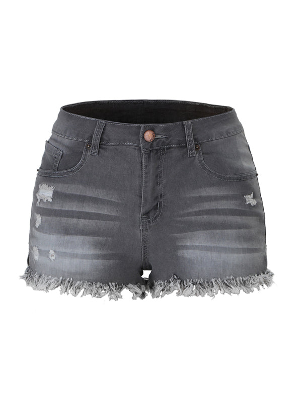 Women's Casual Frayed High Waist Denim Shorts | S - 2XL | 4 COLORS