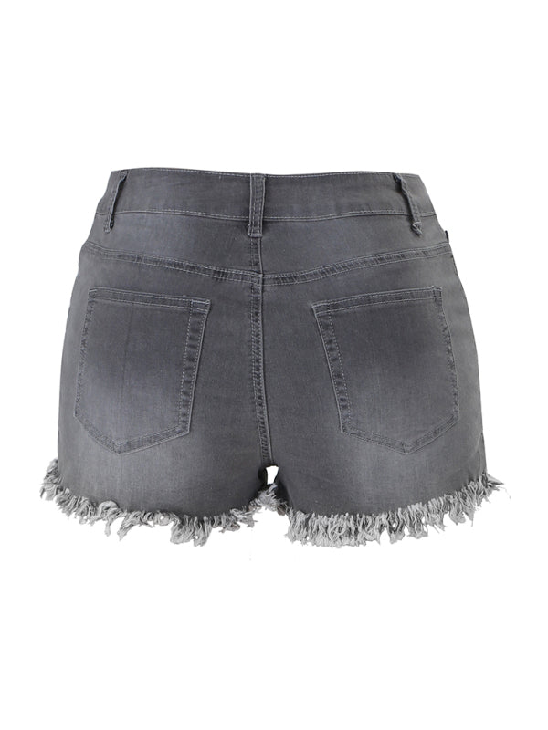 Pantalones cortos de mezclilla deshilachados de cintura alta para mujer | Tallas S a 2XL | 4 COLORES 