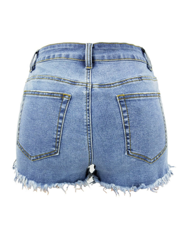 Women's Casual Frayed High Waist Denim Shorts | S - 2XL | 4 COLORS