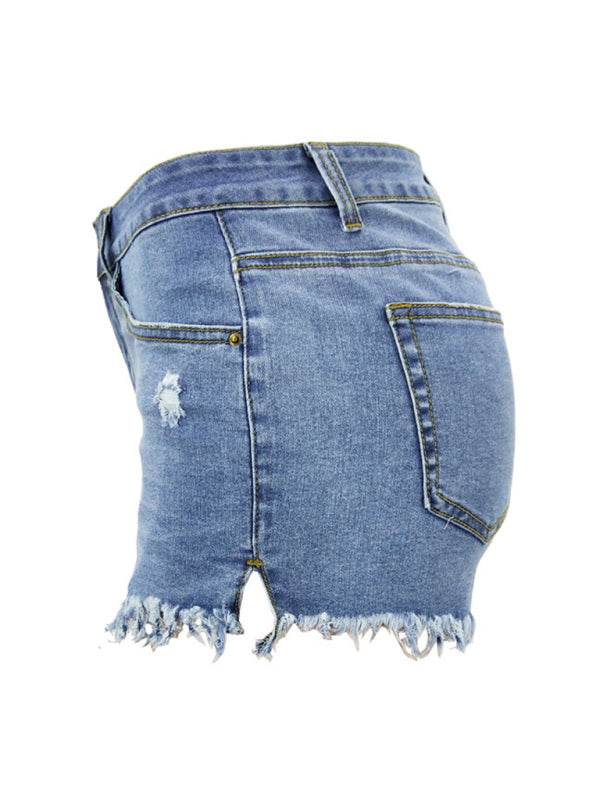 Women's Casual Frayed High Waist Denim Shorts | S - 2XL | 4 COLORS