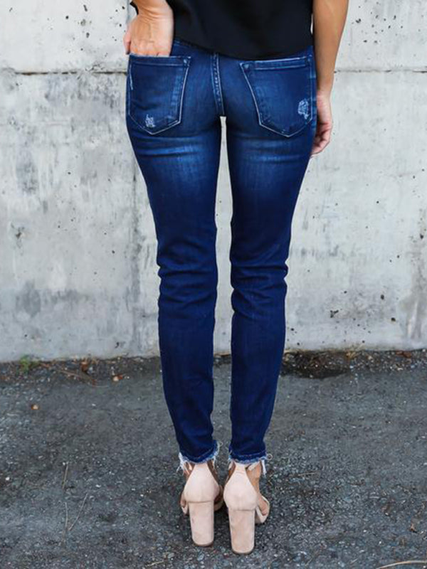 Women's Destroyed Stretch Moto Jeans