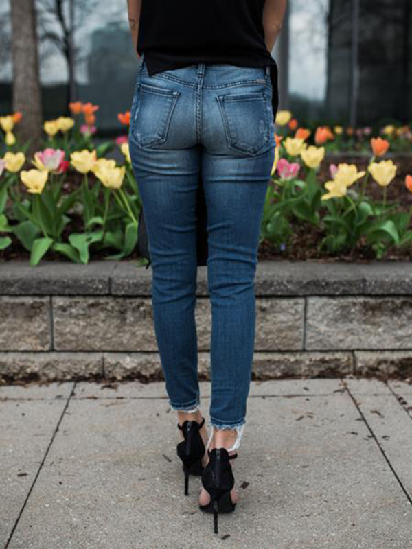 Women's Destroyed Stretch Moto Jeans