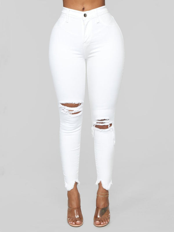Women's Distressed Stretch Jeans | S - XL | 2XL - 3XL | 2 COLORS