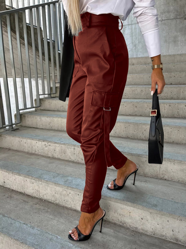 Pantalones de piel sintética ajustados con detalle de cremallera para mujer | Tallas S a XL | 5 COLORES 