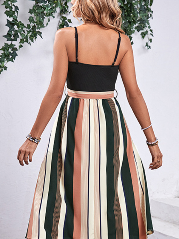 Vestido de patchwork de rayas para mujer 