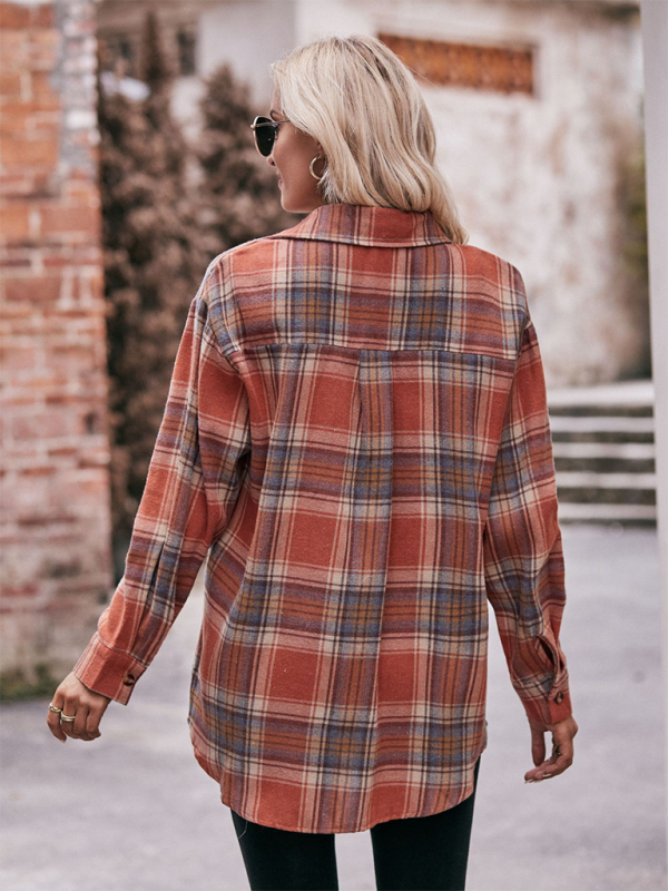 Camisa holgada de cuadros de gran tamaño y estilo informal para mujer 