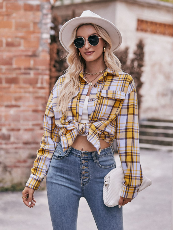 Camisa holgada de cuadros de gran tamaño y estilo informal para mujer 