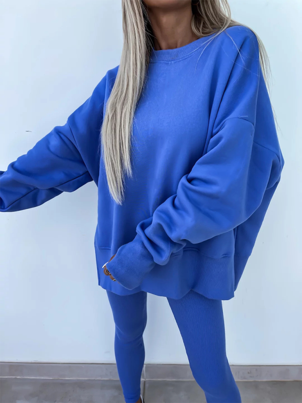 Casual Side Slit Sweatshirt and Leggings 2-piece set