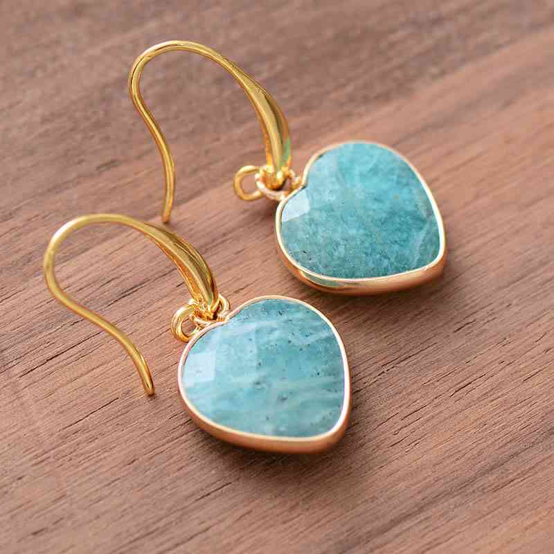 Pendientes colgantes de corazón de piedra natural