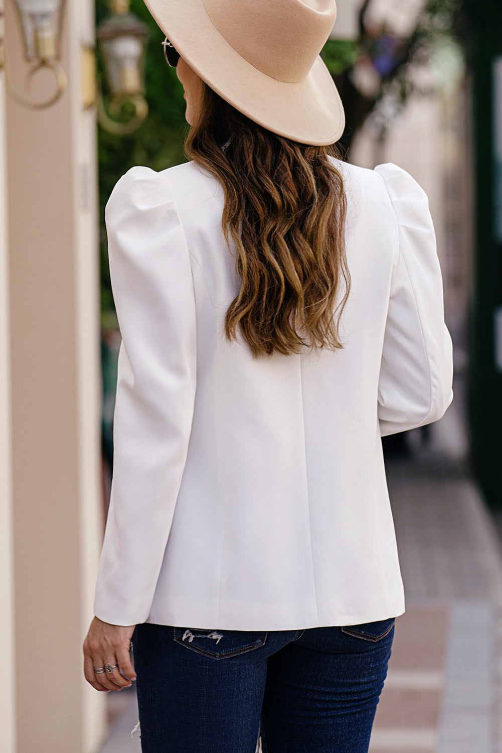 Blazer con cuello chal y mangas abullonadas de Double Take