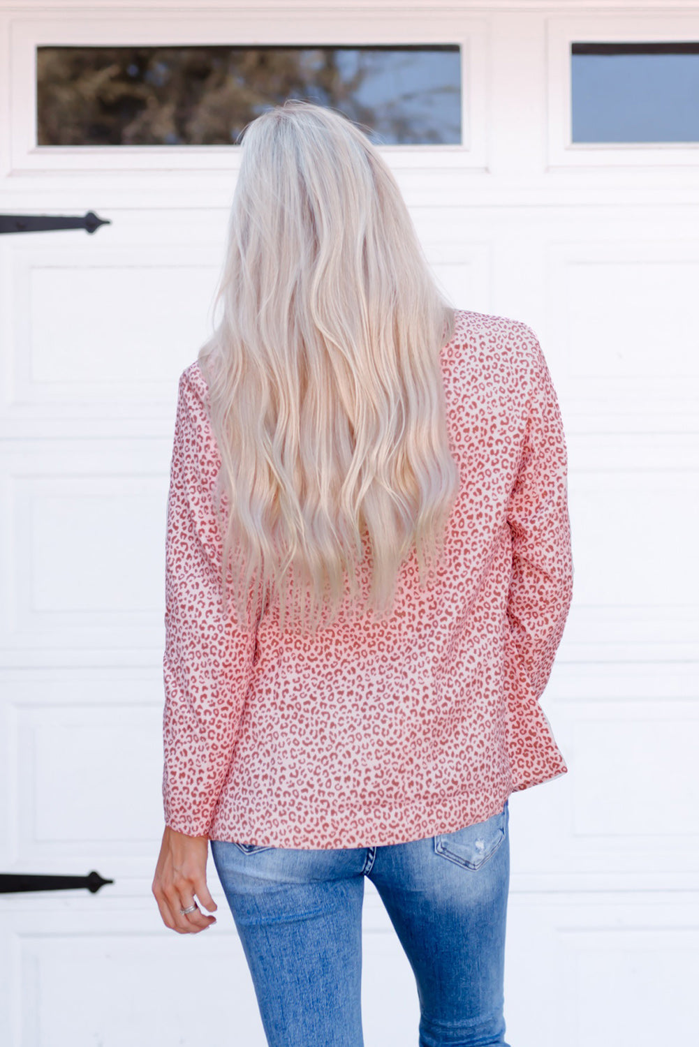 Blazer con cuello chal y estampado de leopardo de Double Take