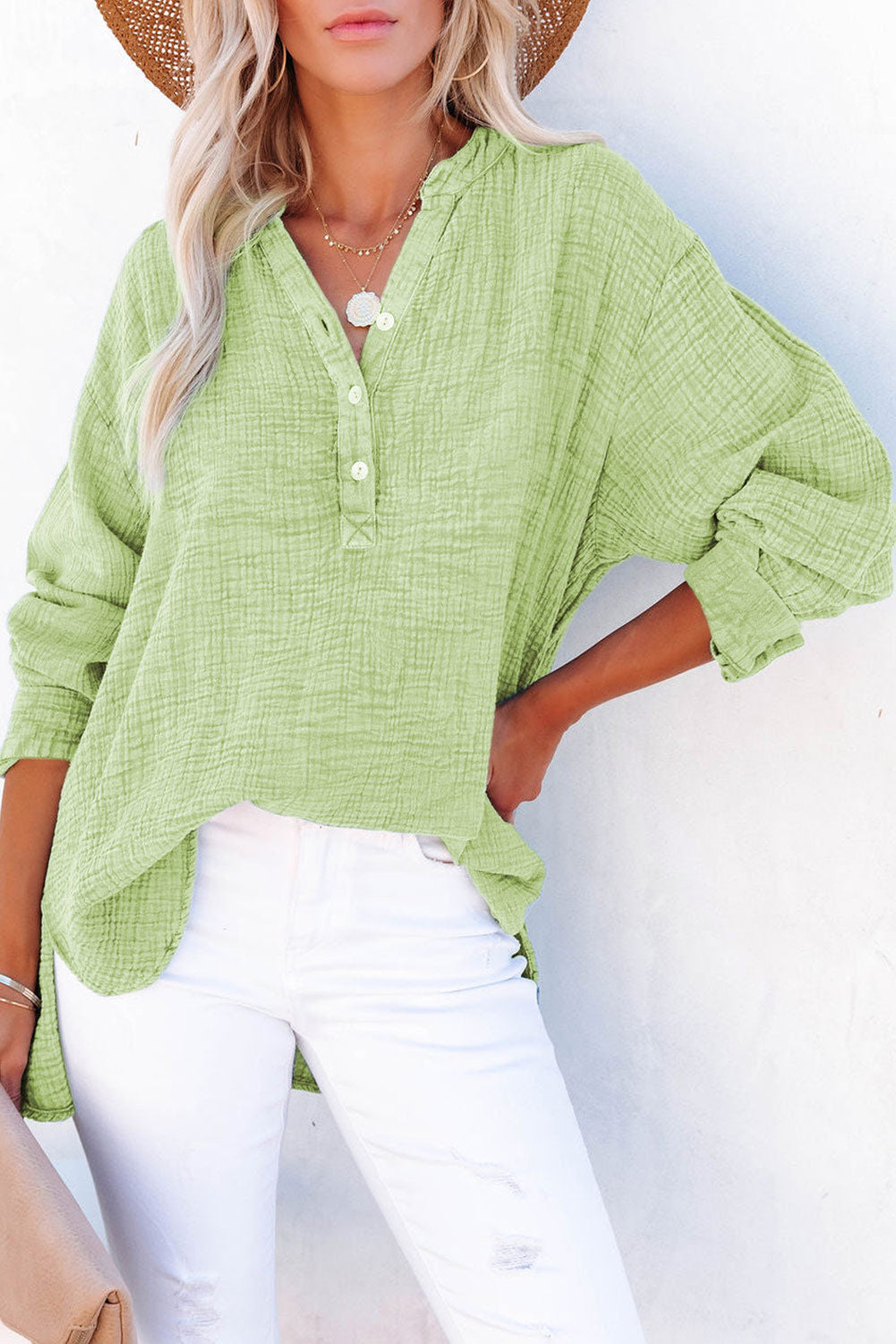 Blusa de manga larga abotonada