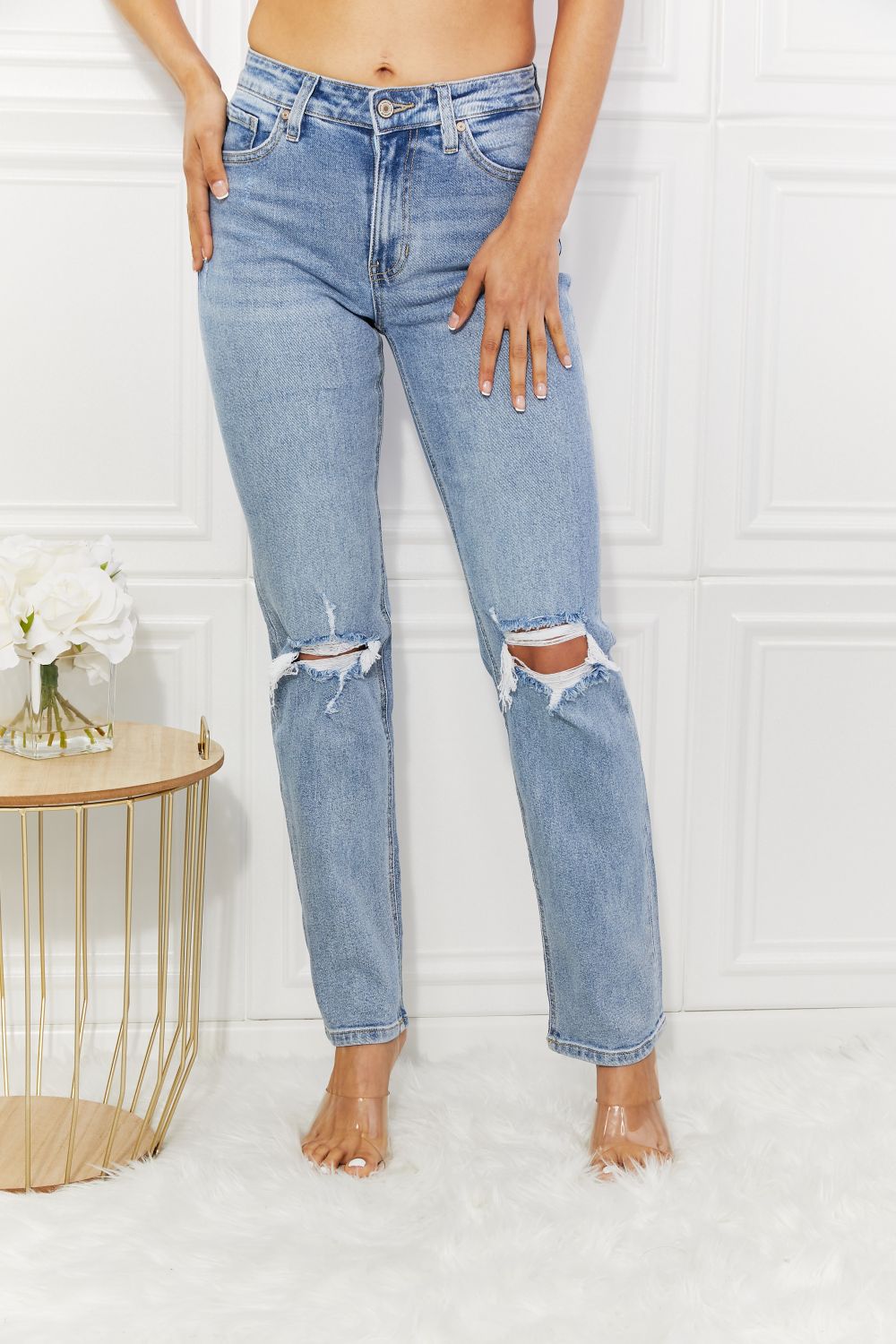 Kancan Abby High Rise Slim Straight Jeans