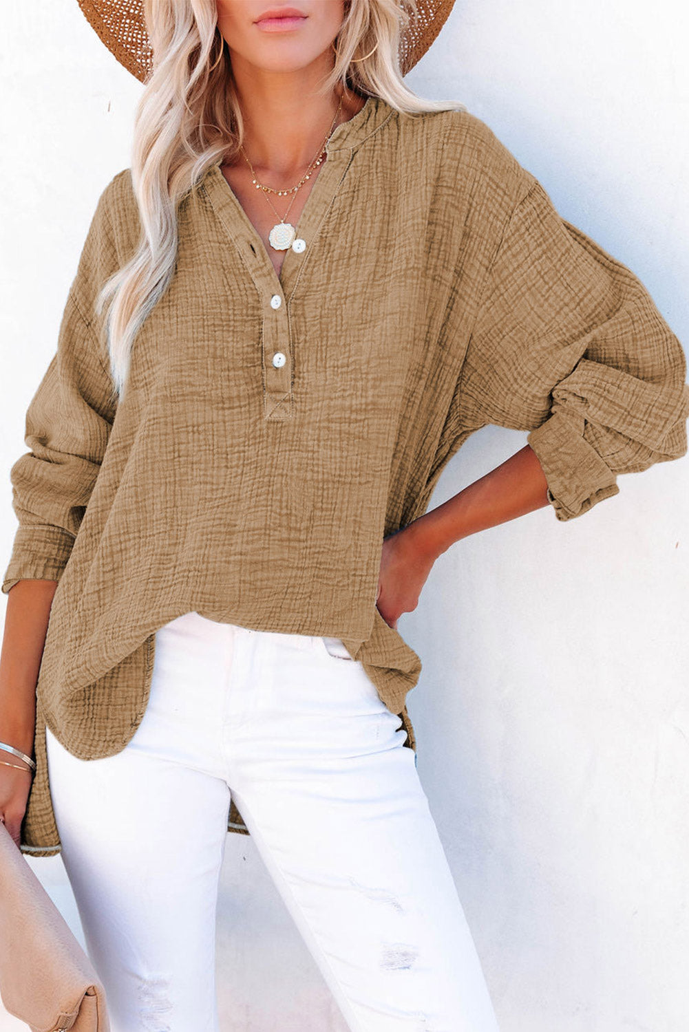 Blusa de manga larga abotonada