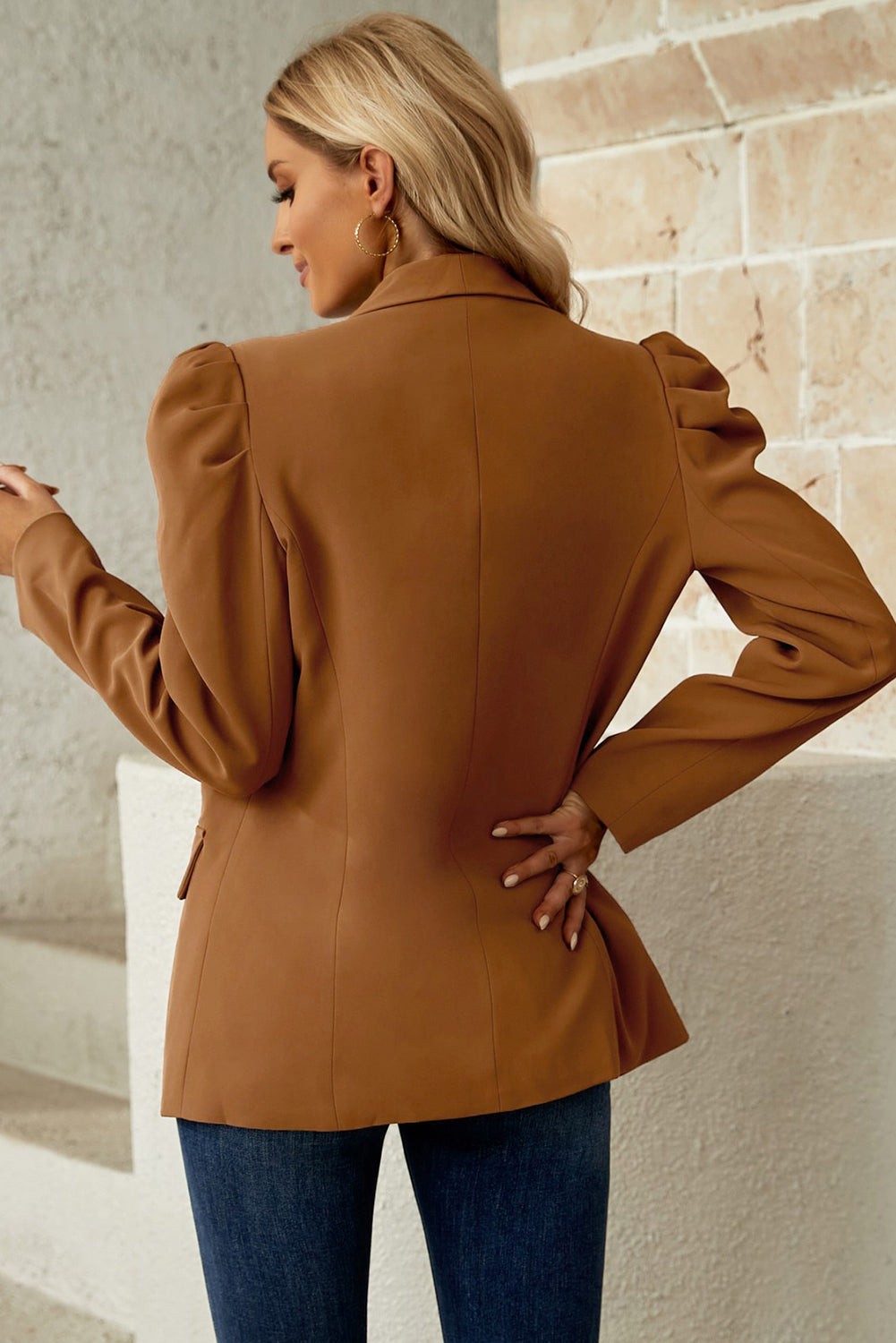 Blazer con cuello chal y mangas abullonadas de Double Take