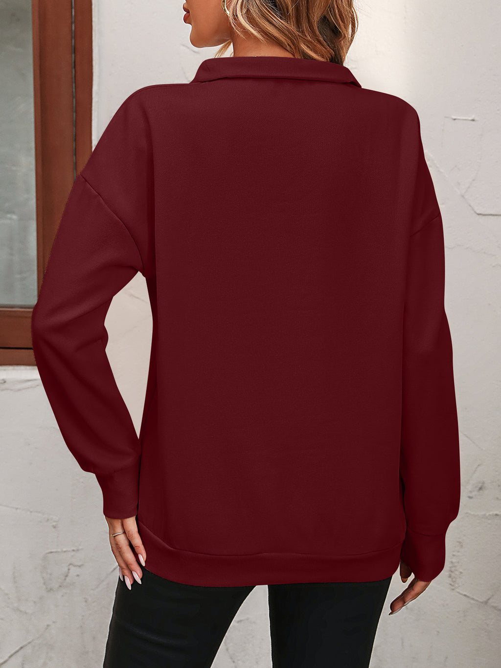 Sudadera con hombros caídos y cremallera