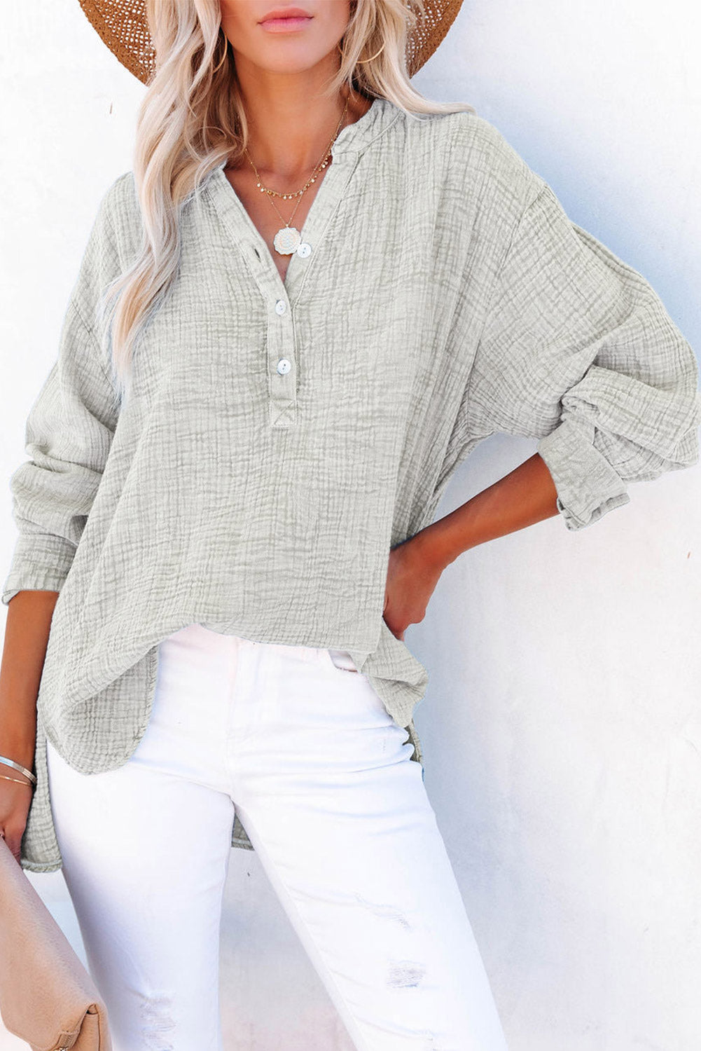 Blusa de manga larga abotonada
