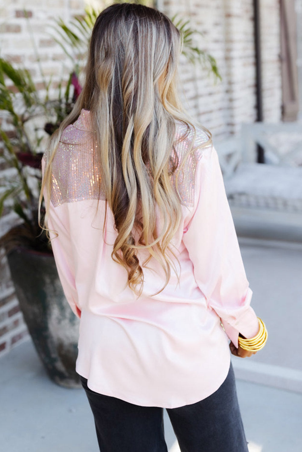 Sequin Long Sleeve Shirt