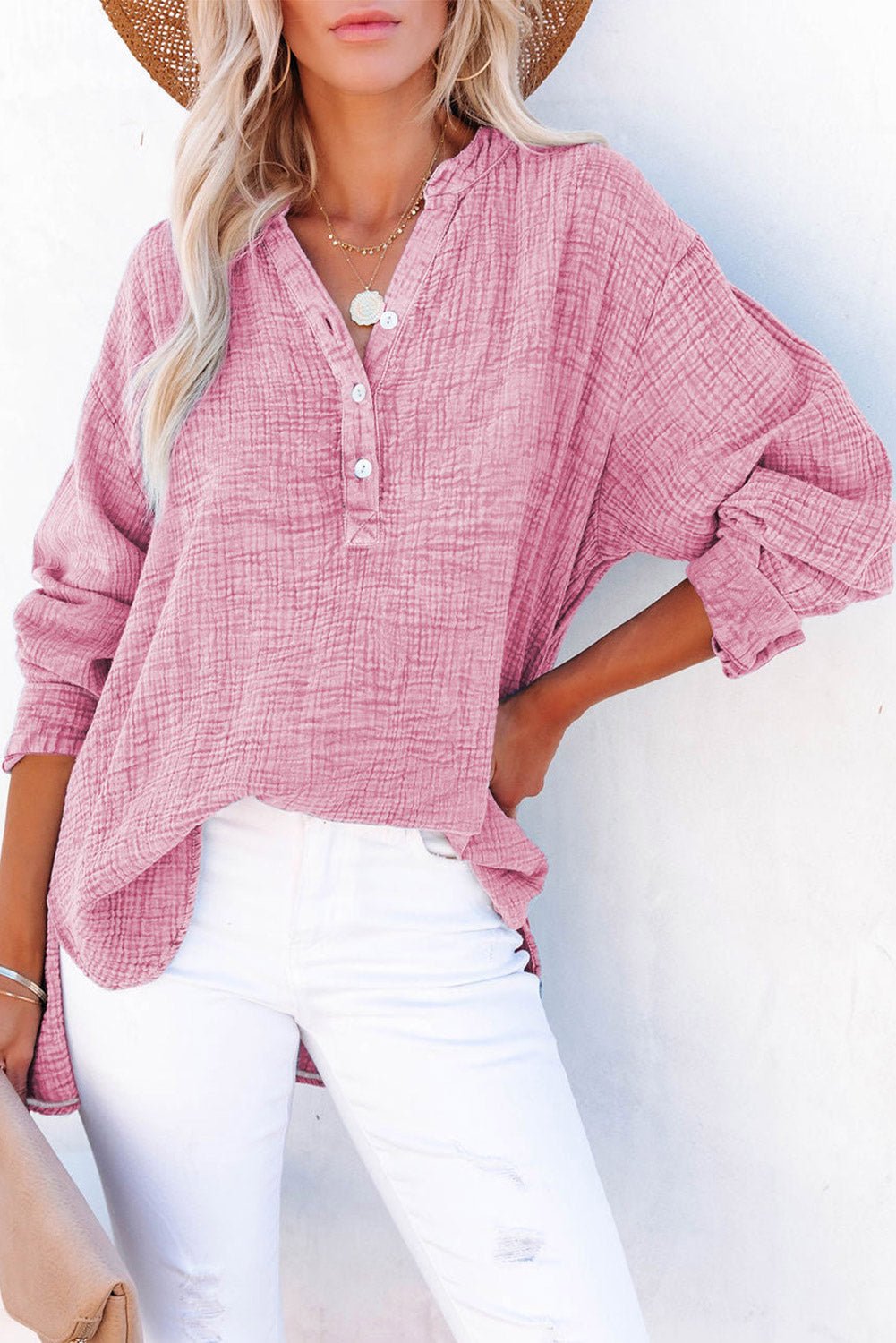 Blusa de manga larga abotonada