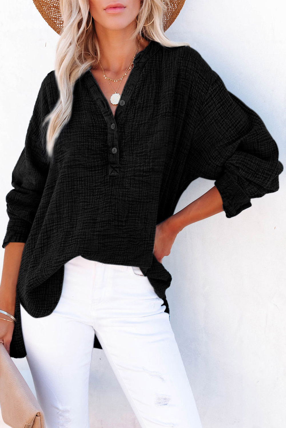 Blusa de manga larga abotonada